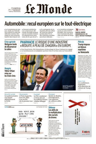 Le Monde du Jeudi 18 Décembre 2025