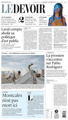 Le Devoir du Mercredi 17 Decembre 2025
