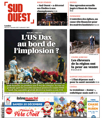 Sud Ouest (2 Éditions) Du Mercredi 17 Décembre 2025