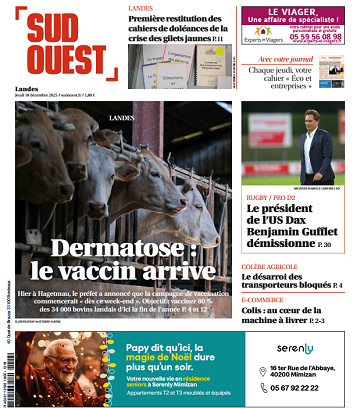 Sud Ouest (2 Éditions) Du Jeudi 18 Décembre 2025