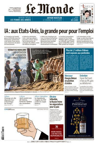 Le Monde du Vendredi 19 Décembre 2025