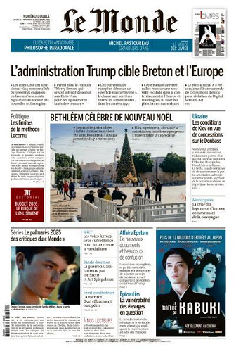 Le Monde du Jeudi 25 et Vendredi 26 Décembre 2025