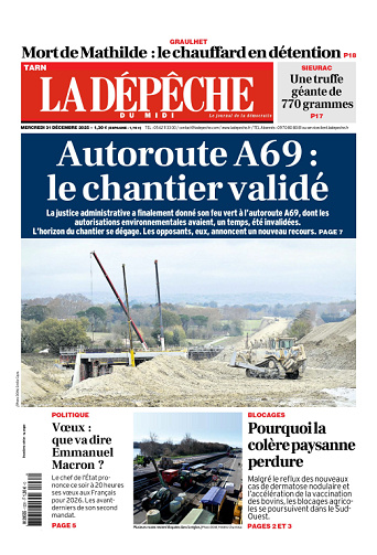 La Dépêche du Midi (16 Éditions) Du Mercredi 31 Décembre 2025
