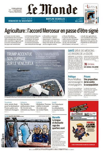Le Monde du Vendredi 9 Janvier 2026