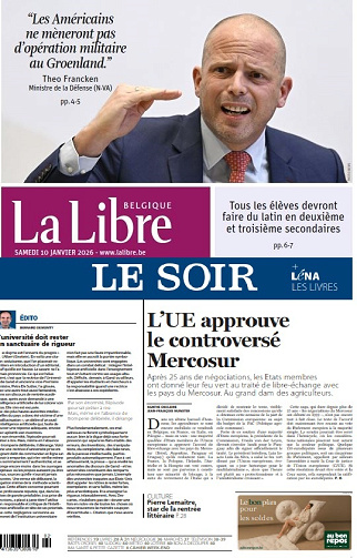 Le Soir + La Libre - 10 Janvier 2026