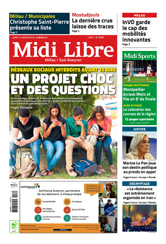 Midi Libre (14 Éditions) Du Lundi 12 Janvier 2026