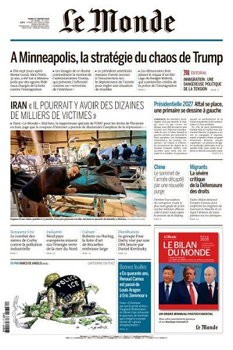Le Monde du Mardi 27 Janvier 2026