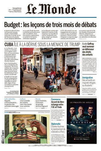 Le Monde du Jeudi 29 Janvier 2026