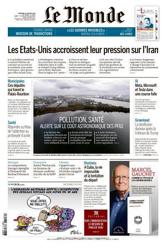 Le Monde du Vendredi 30 Janvier 2026