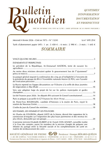 Bulletin Quotidien - 10 Février 2026