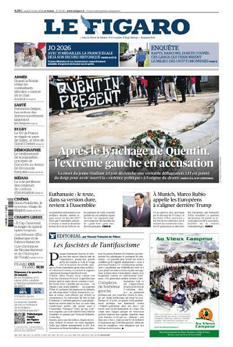 Le Figaro du Lundi 16 Février 2026