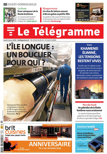 Le Télégramme (toutes les éditions) Du Lundi 02 mars 2026