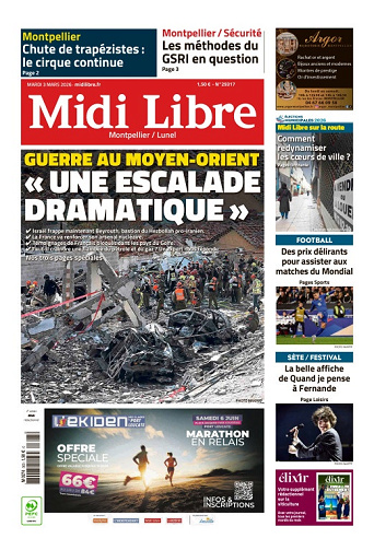 Midi Libre (14 Éditions) Du Mardi 3 Mars 2026