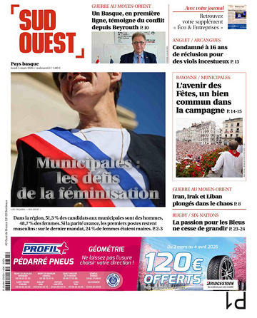Sud Ouest (2 Éditions) Du Jeudi 5 Mars 2026