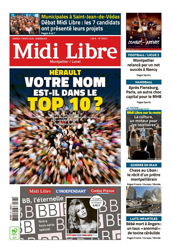 Midi Libre (14 Éditions) Du Samedi 7 Mars 2026