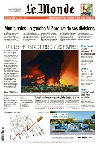 Le Monde du Jeudi 12 Mars 2026