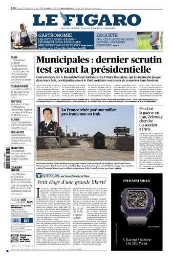 Le Figaro du Samedi 14 et Dimanche 15 Mars 2026