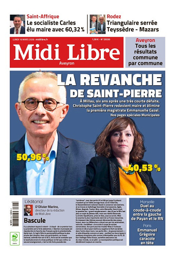 Midi Libre (14 Éditions) Du Lundi 16 Mars 2026
