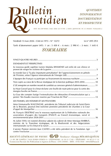 Bulletin Quotidien - 14 Mars 2026