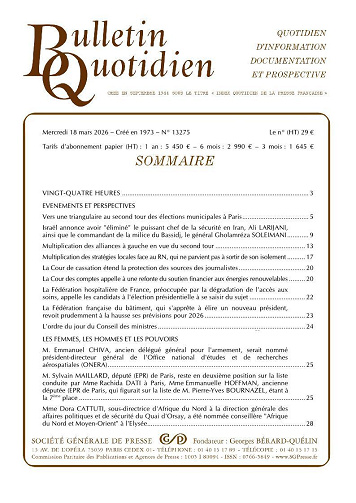 Bulletin Quotidien - 18 Mars 2026