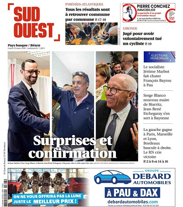 Sud Ouest (4 Éditions) Du Lundi 23 Mars 2026