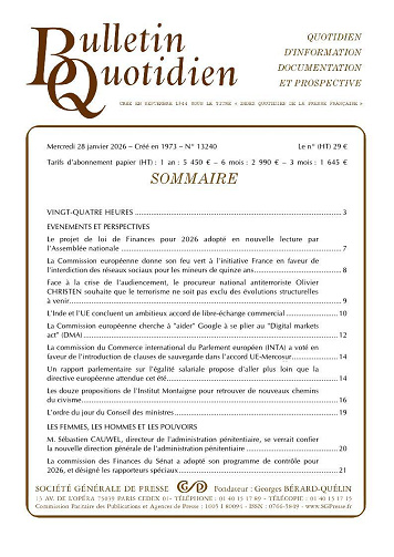 Bulletin Quotidien - Lundi 30 Mars 2026