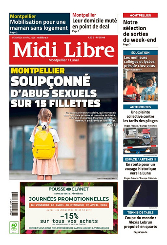 Midi Libre (14 Éditions) Du Vendredi 3 Avril 2026