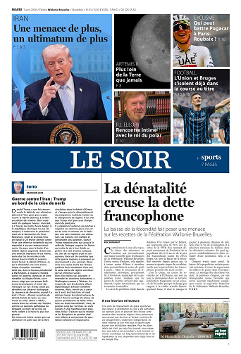 Le Soir Wallonie-Bruxelles du mardi 07 avril  2026