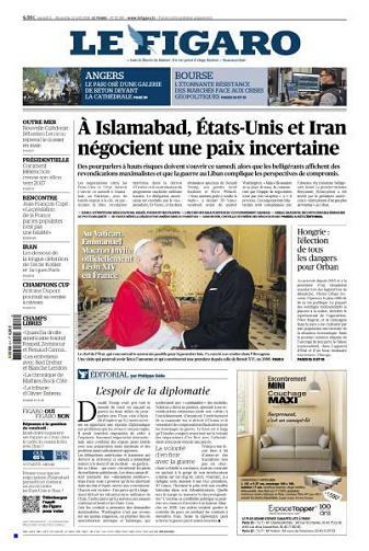 Le Figaro du Samedi 11 et Dimanche 12 Avril 2026