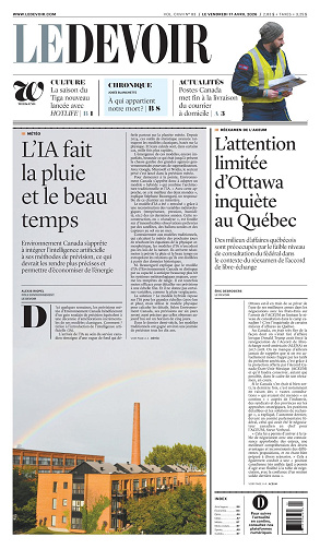 Le Devoir du 17 Avril 2026