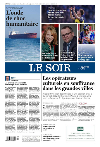 Le soir Wallonie-Bruxelles du lundi 20 avril 2026