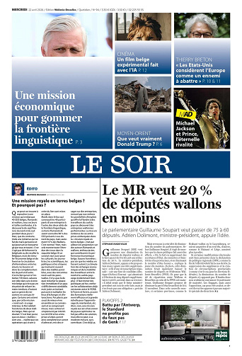 Le Soir Wallonie-Bruxelles + le Soir Maddu mercredi 22 avril 2026