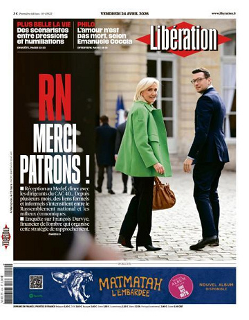 Libération du Vendredi 24 Avril 2026