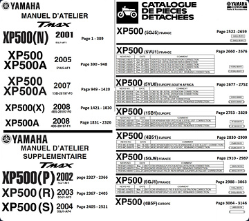 Manuel d'atelier Plus Supplement au Manuel d'atelier Plus Catalogue de pieces detachées - YAMAHA XP500 Tmax Type5GJ - 2001 - 2010