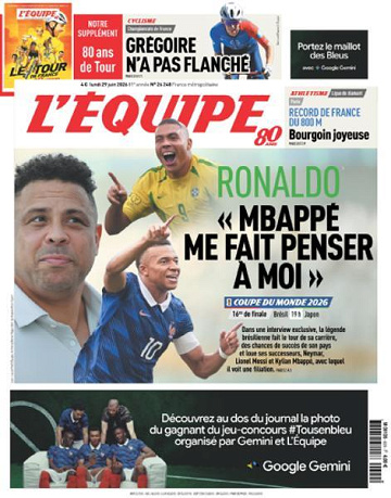 L’equipe du Lundi 29 Juin 2026