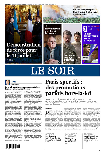 Le Soir Wallonie du mardi 14 juillet 2026