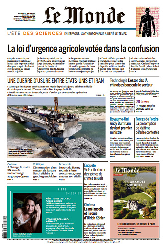 Le Monde Du Mercredi 22 Juillet 2026