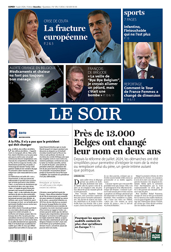 Le Soir Wallonie + Bruxelles du Lundi 03 Août 2026