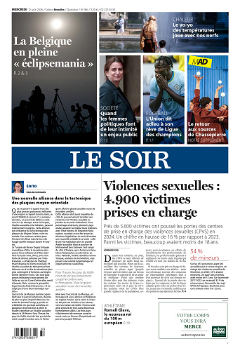 Le Soir Wallonie + Bruxelles + MAD du Mercredi 12 Août 2026