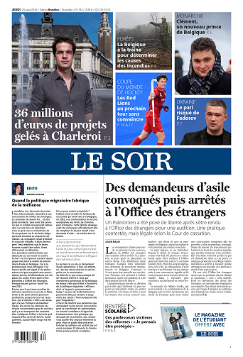 Le Soir Wallonie + Bruxelles du Jeudi 20 Août 2026