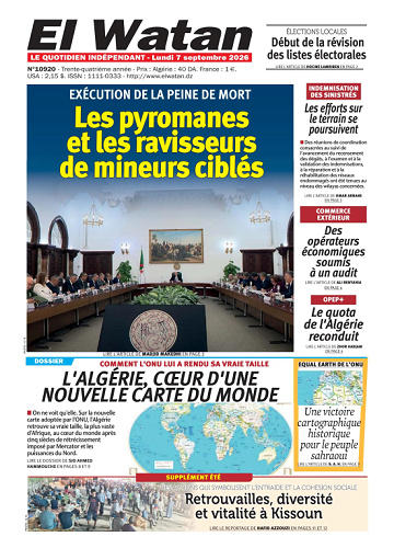 El Watan Du Lundi 7 Septembre 2026