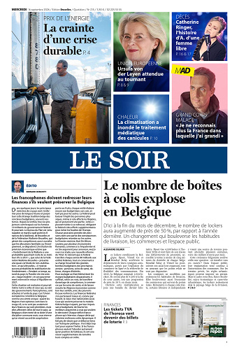 Le Soir Wallonie+Bruxelles+MAD du Mercredi 16 Septembre 2026