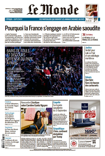 Le Monde Du Dimanche 27 & Lundi 28 Septembre 2026
