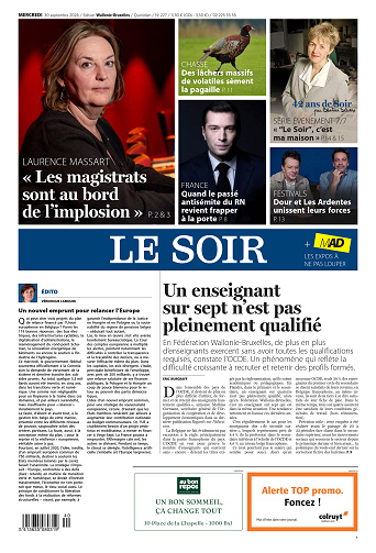 Le Soir Wallonie-Bruxelles + MAD Du Mercredi 30 Septembre 2026
