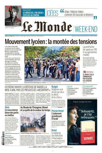 Le Monde & Le Monde Magazine Du Samedi 3 octobre 2026