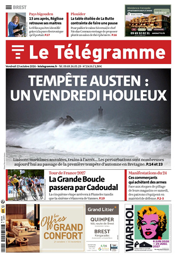 Le Télégramme (19 Éditions ) Du Vendredi 23 Octobre 2026