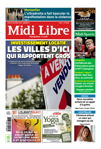 Midi Libre (14 Éditions) Du Lundi 26 Octobre 2026