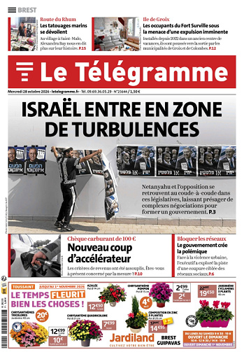 Le Télégramme (19 Éditions ) Du Mercredi 28 Octobre 2026