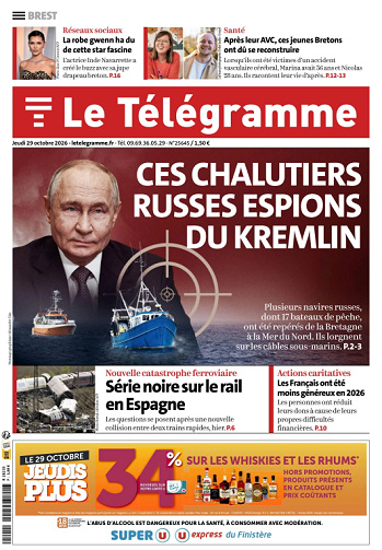 Le Télégramme (19 Éditions ) Du Jeudi 29 Octobre 2026