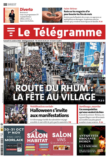 Le Télégramme (19 Éditions ) Du Samedi 31 Octobre 2026